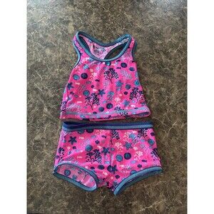 Coppertone 2 pc Toddler Swimwear Pink w Ocean Design Tank & Boy Short Style 18M